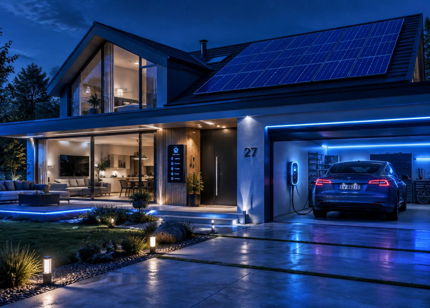 Maison connectée avec borne de recharge